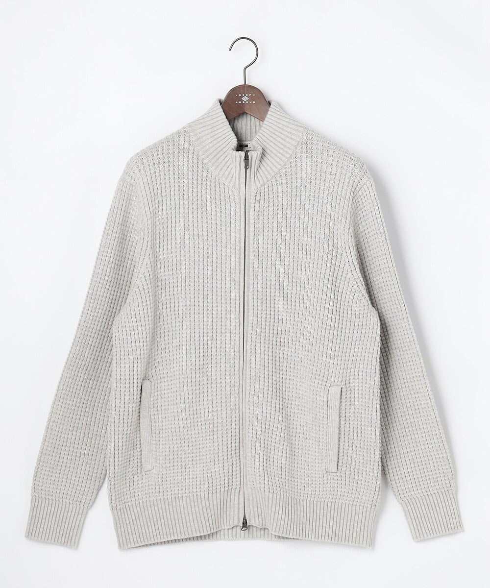 JOSEPH ABBOUD 【キングサイズ・3シーズン活躍する綿ブレンド】コットンアクリルバルキー ジップニット ブルゾン 