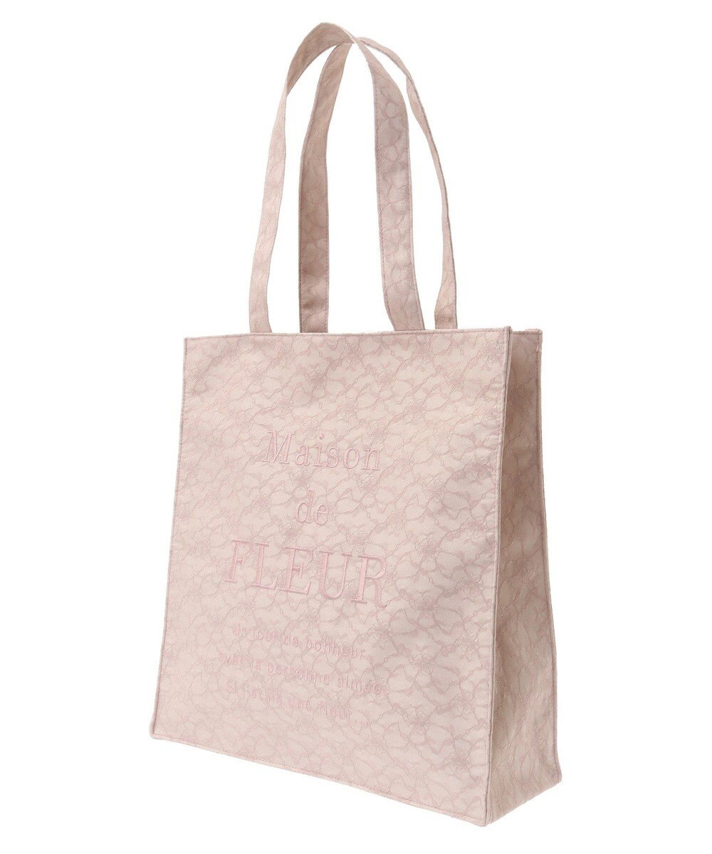 Maison de FLEUR レースロゴ刺繍スクエアトートバッグ 