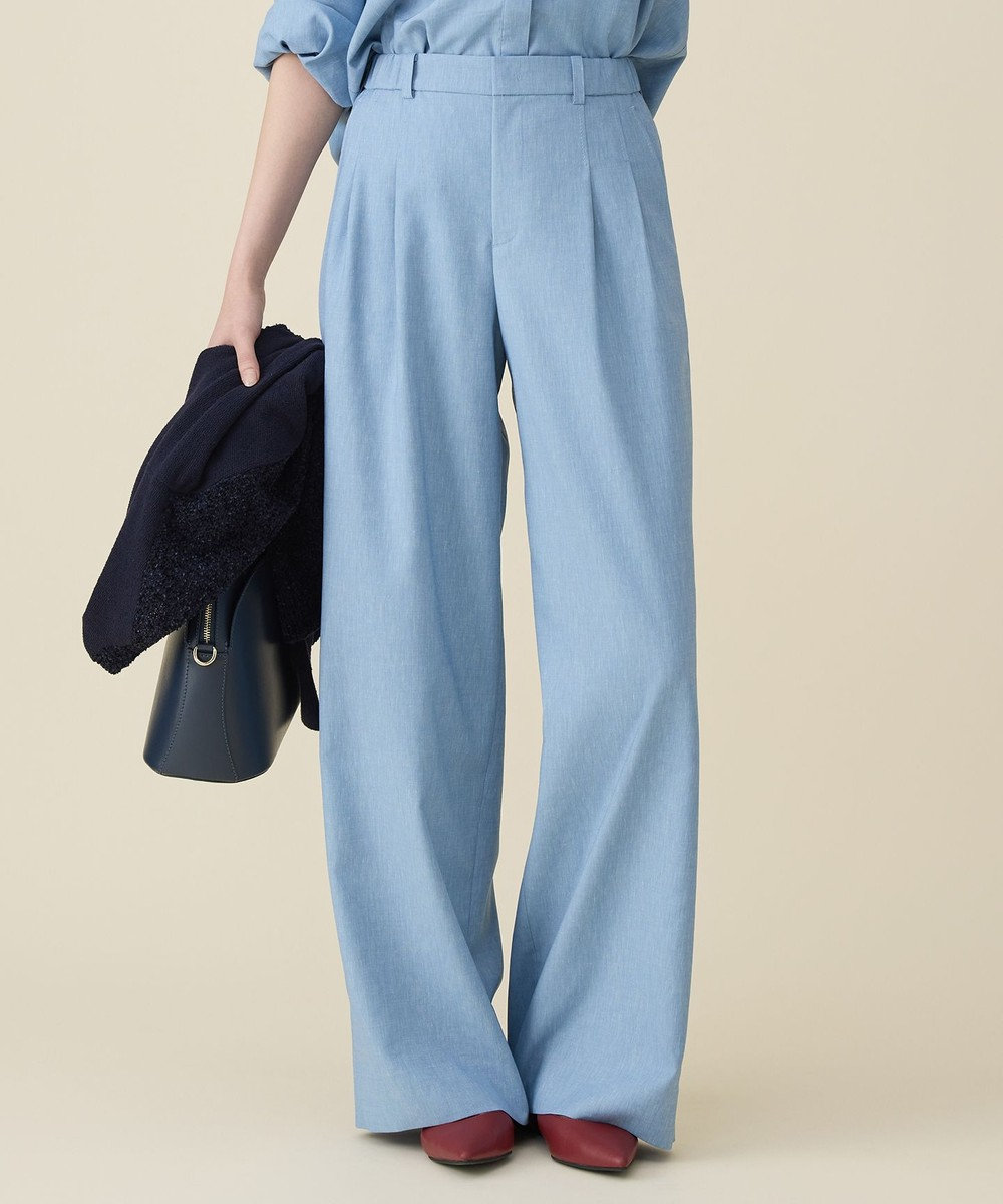 自由区 L 【セットアップ対応】ソフトリネンダンガリーワイド パンツ 