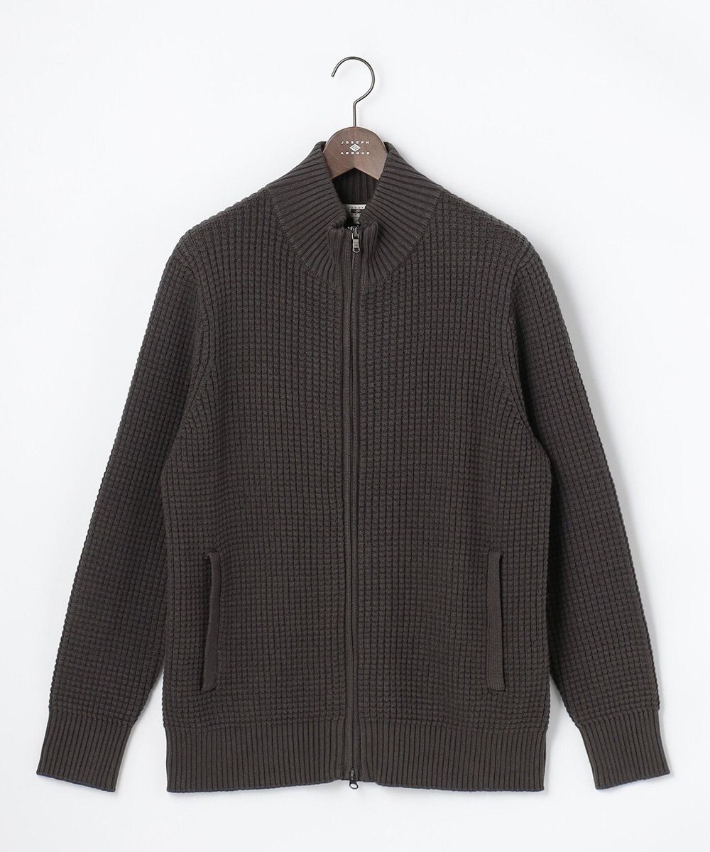 JOSEPH ABBOUD 【キングサイズ・3シーズン活躍する綿ブレンド】コットンアクリルバルキー ジップニット ブルゾン 