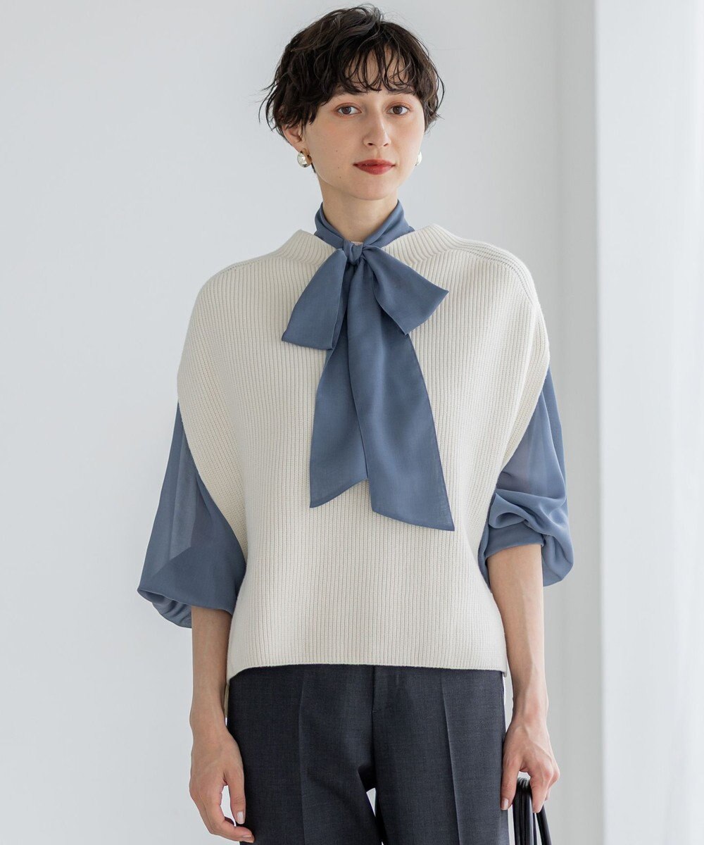 23区 【洗える】コットンリリー モックネックニットベスト 