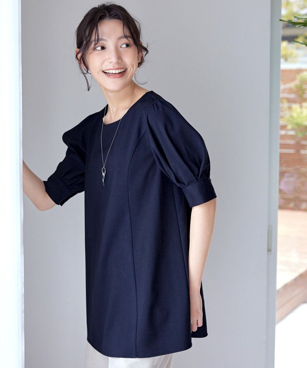 Tiaclasse 【小倉優子さん着用】【洗える】 パフスリーブチュニックブラウス 