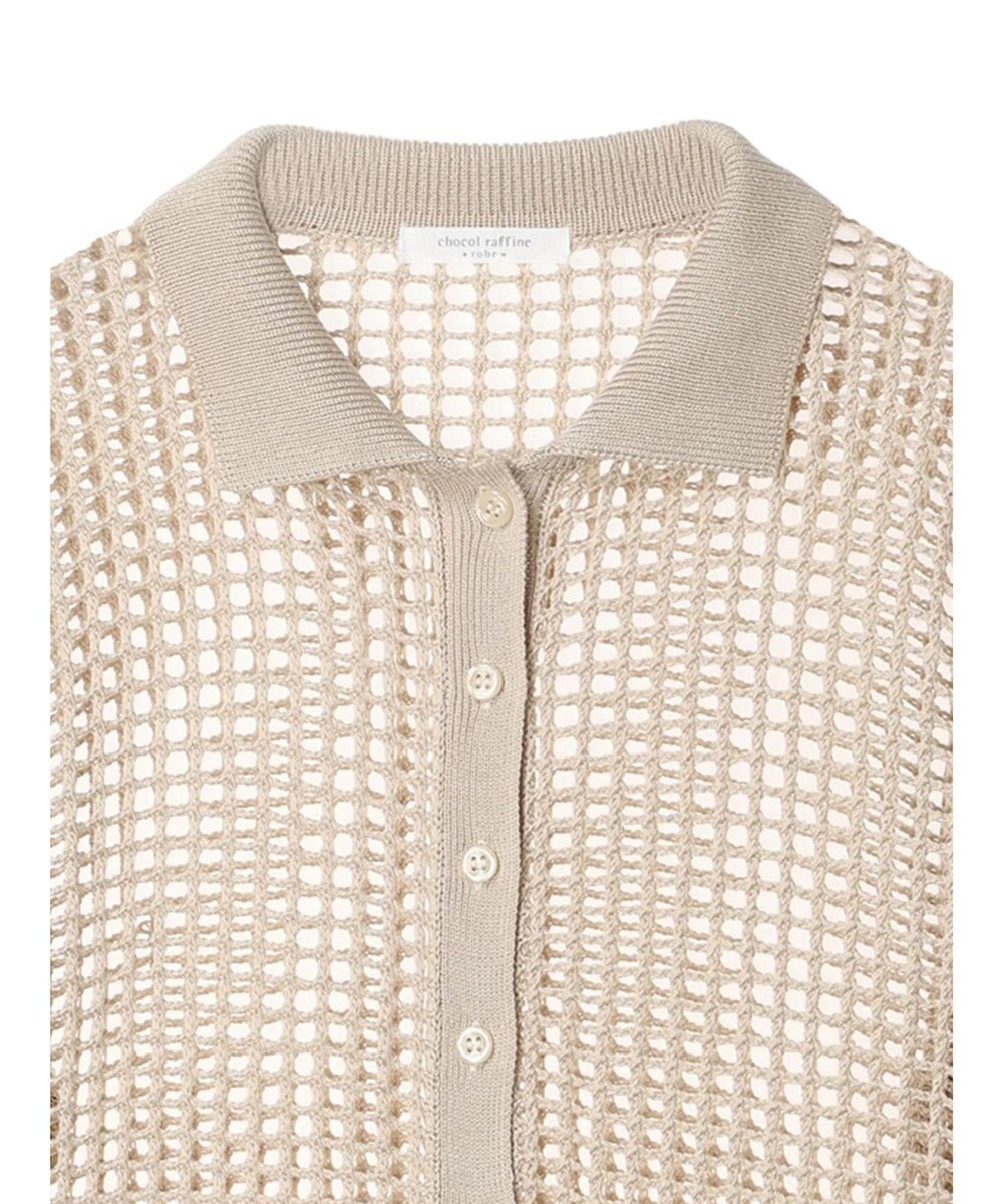 Green Parks メッシュ編み襟付きカーディガン 