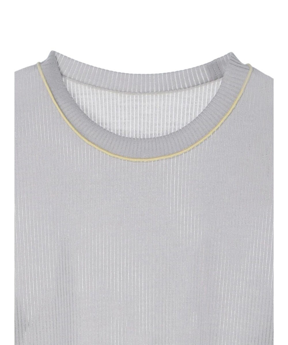 Green Parks 配色ステッチシアーリブプルオーバー 