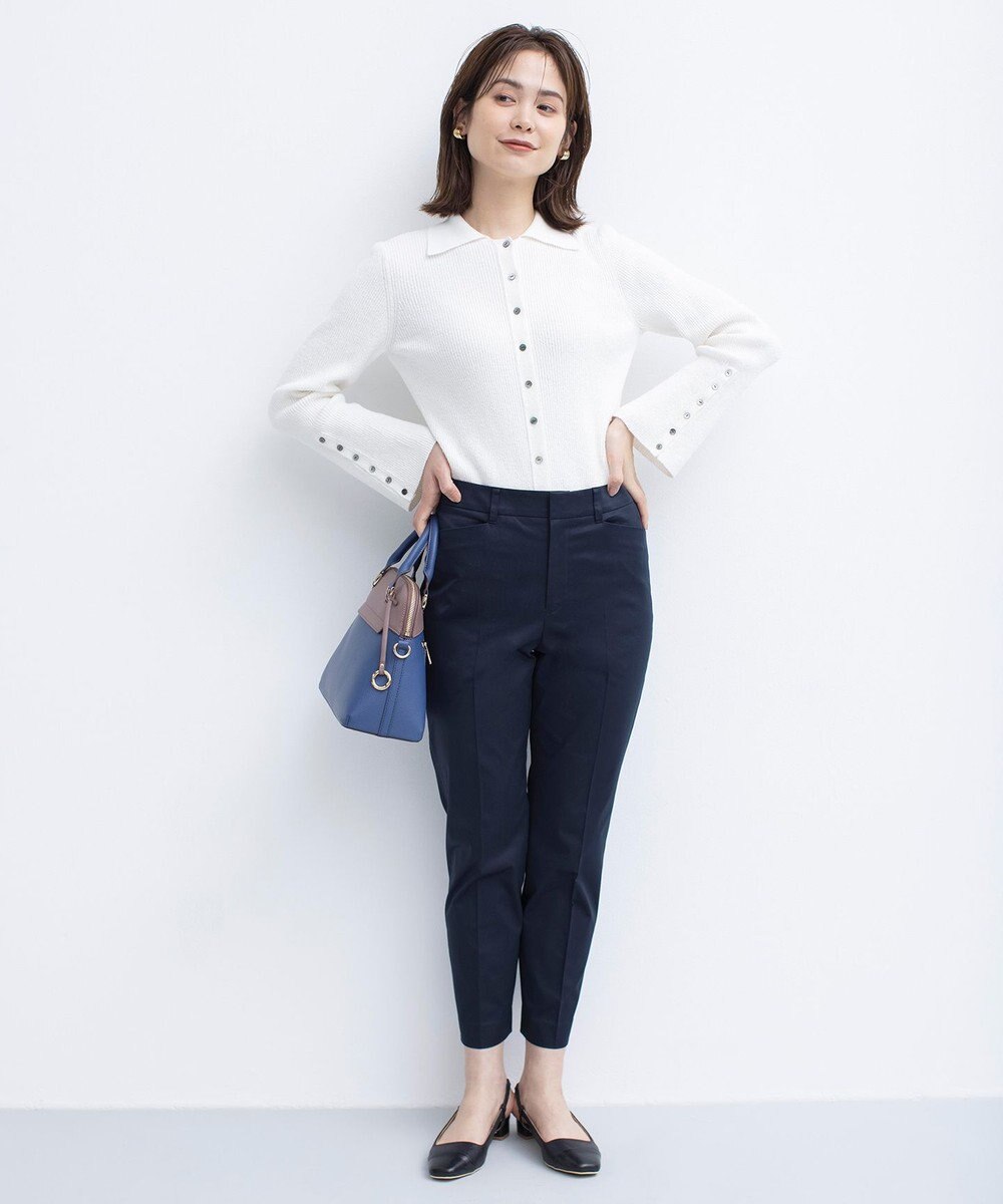 組曲 【WEB限定】サテンストレッチ クロップドパンツ 