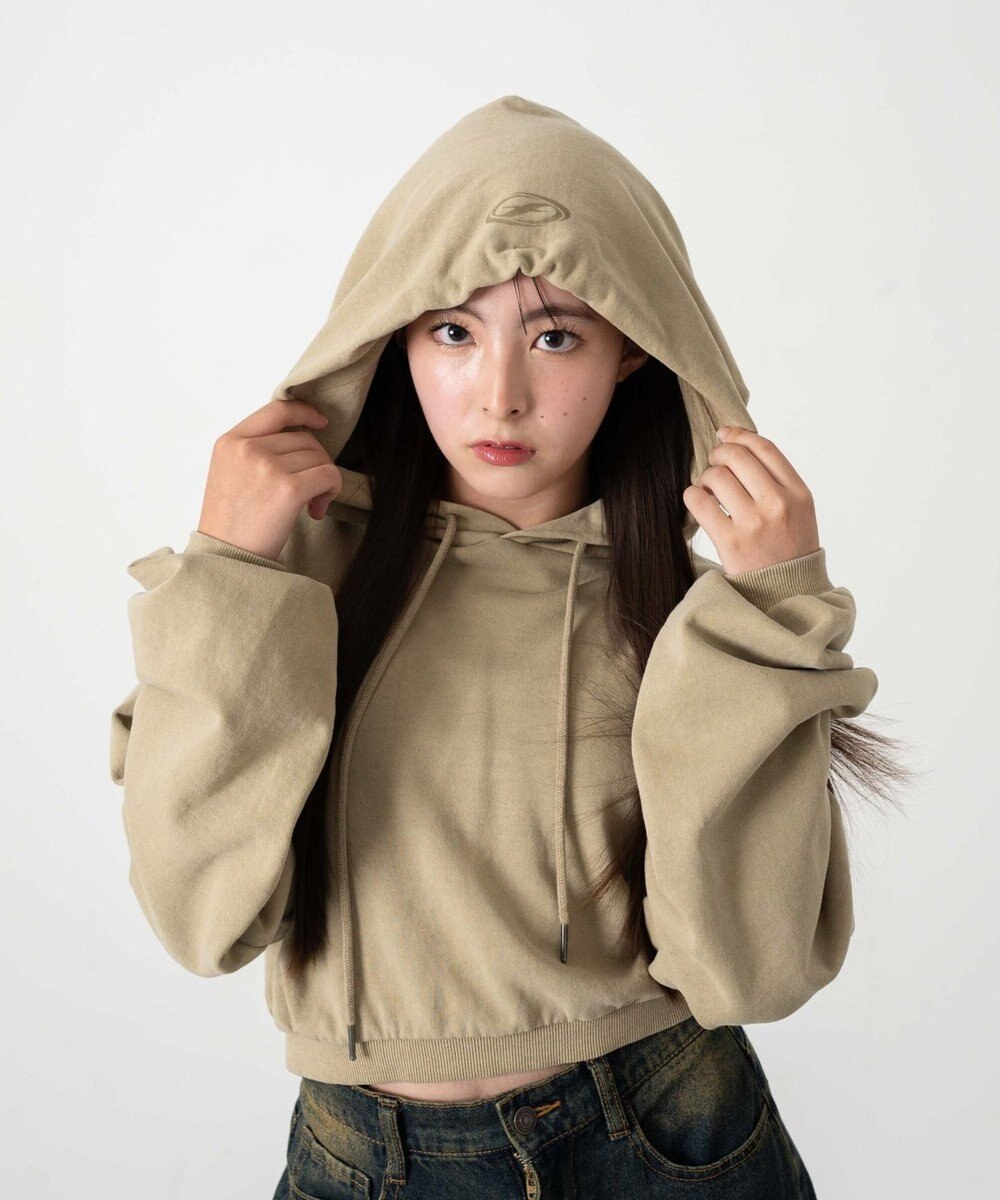 WEGO ピグメントショートグラフィックプルパーカー 