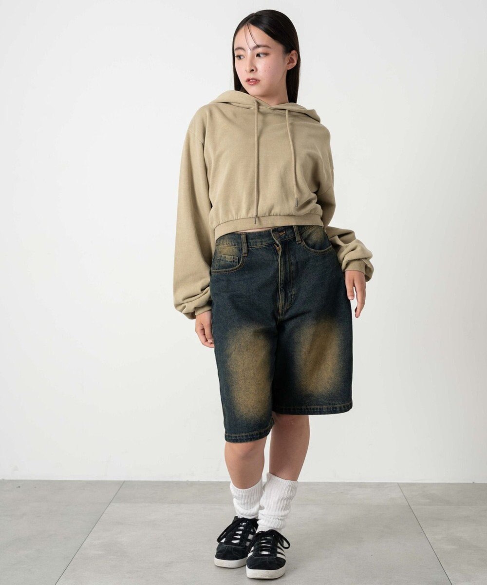 WEGO ピグメントショートグラフィックプルパーカー 