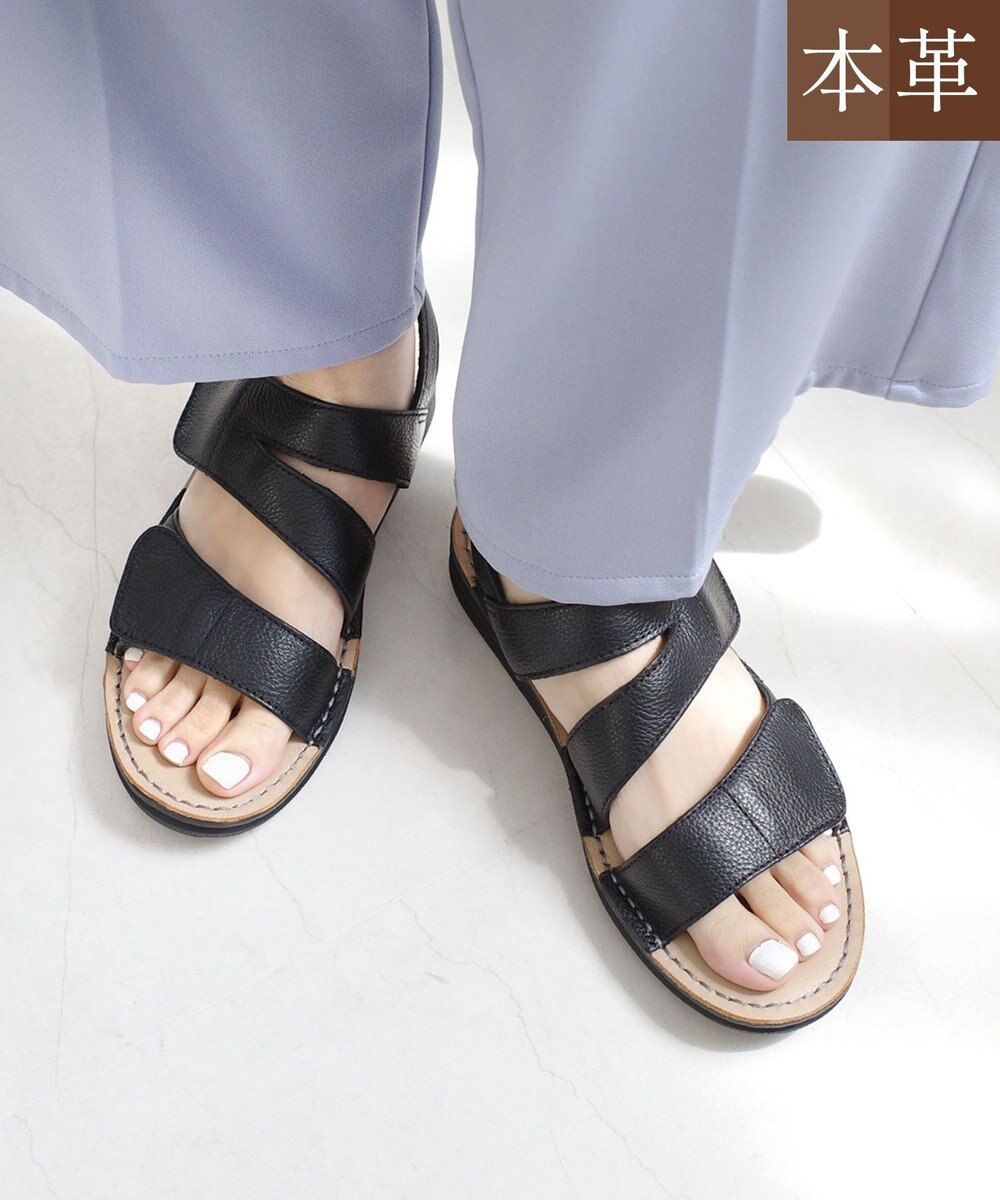 Pointer 本革 甲幅調整 マジックテープ付きサンダル 