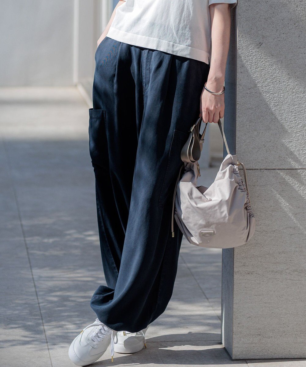 23区 L 【SLOW/一部店舗限定】ガーメントツイル ワイドタック パンツ 