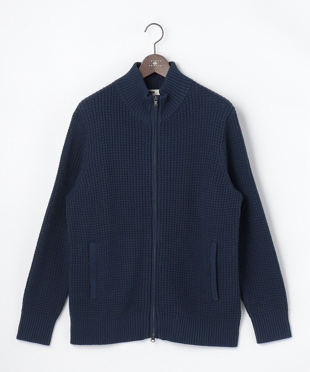 JOSEPH ABBOUD 【キングサイズ・3シーズン活躍する綿ブレンド】コットンアクリルバルキー ジップニット ブルゾン 