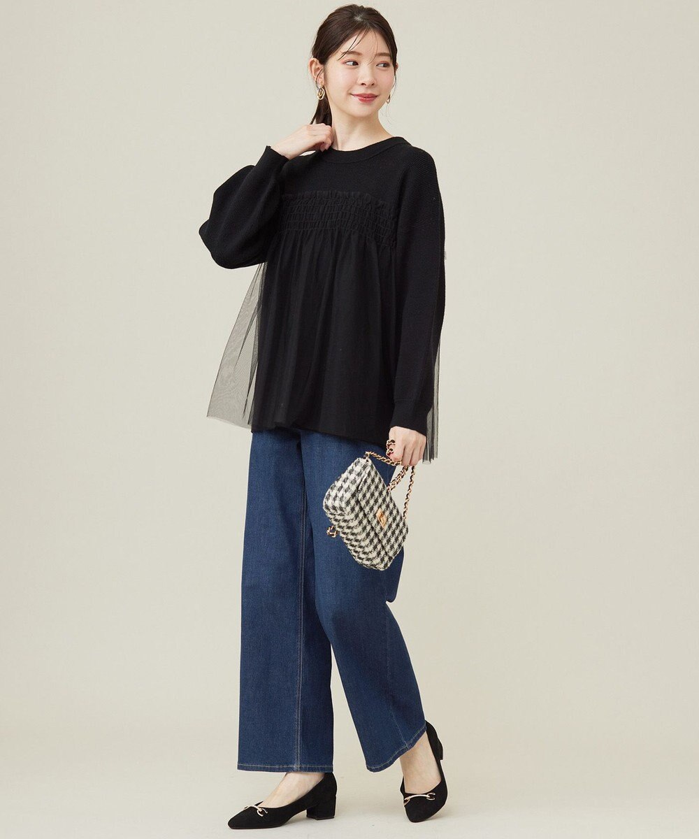 ANY SIS S 【洗える】ビスチェ風チュールコンビ ニット 