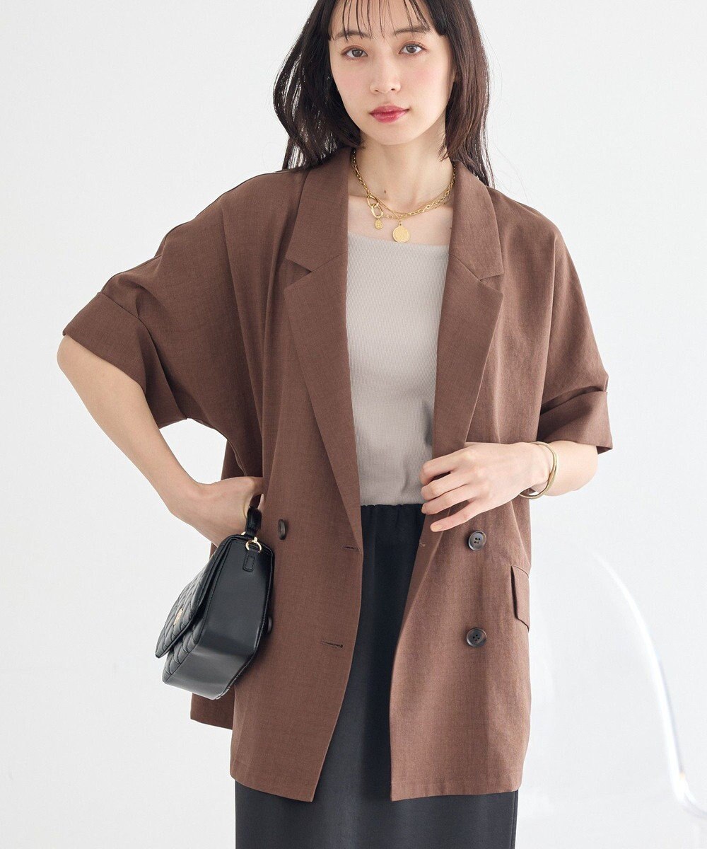 earth music&ecology 【セットアップ対応】リネンライクダブルジャケット 