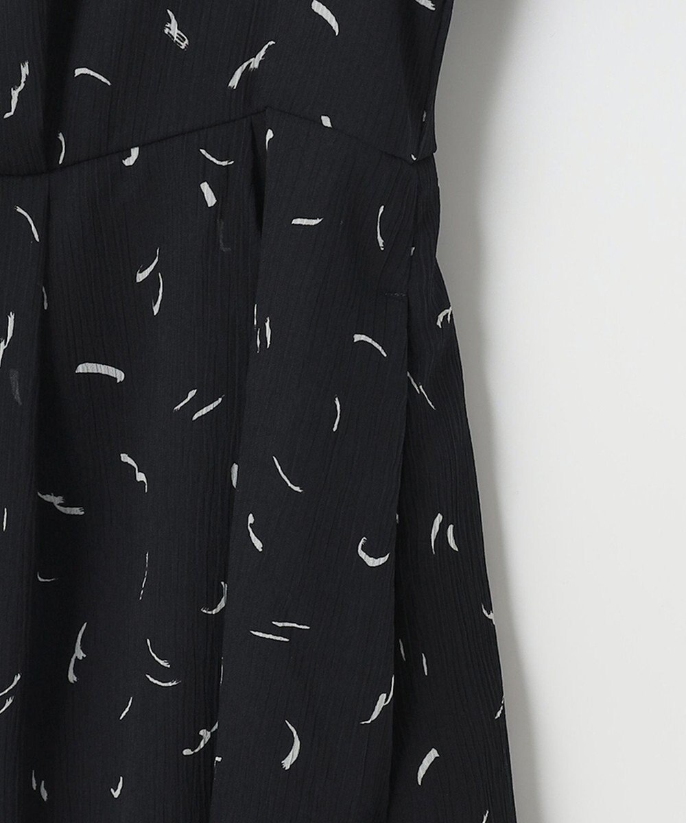 自由区 L 【洗える】ドローイングタッチプリント ワンピース 