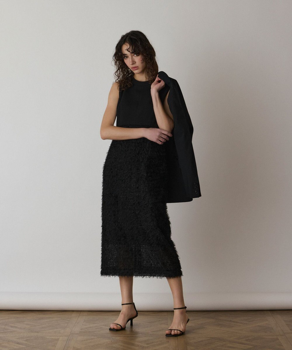 GRACE CONTINENTAL フェザー刺繍コンビワンピース 