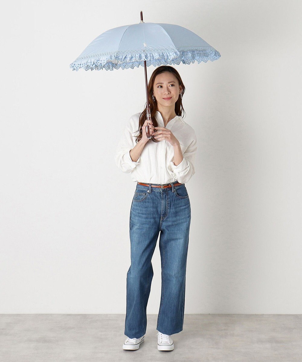 MOONBAT 【遮光/晴雨兼用日傘】POLO RALPH LAUREN(ポロ ラルフローレン) エンブフリル 長傘 遮熱 UV 