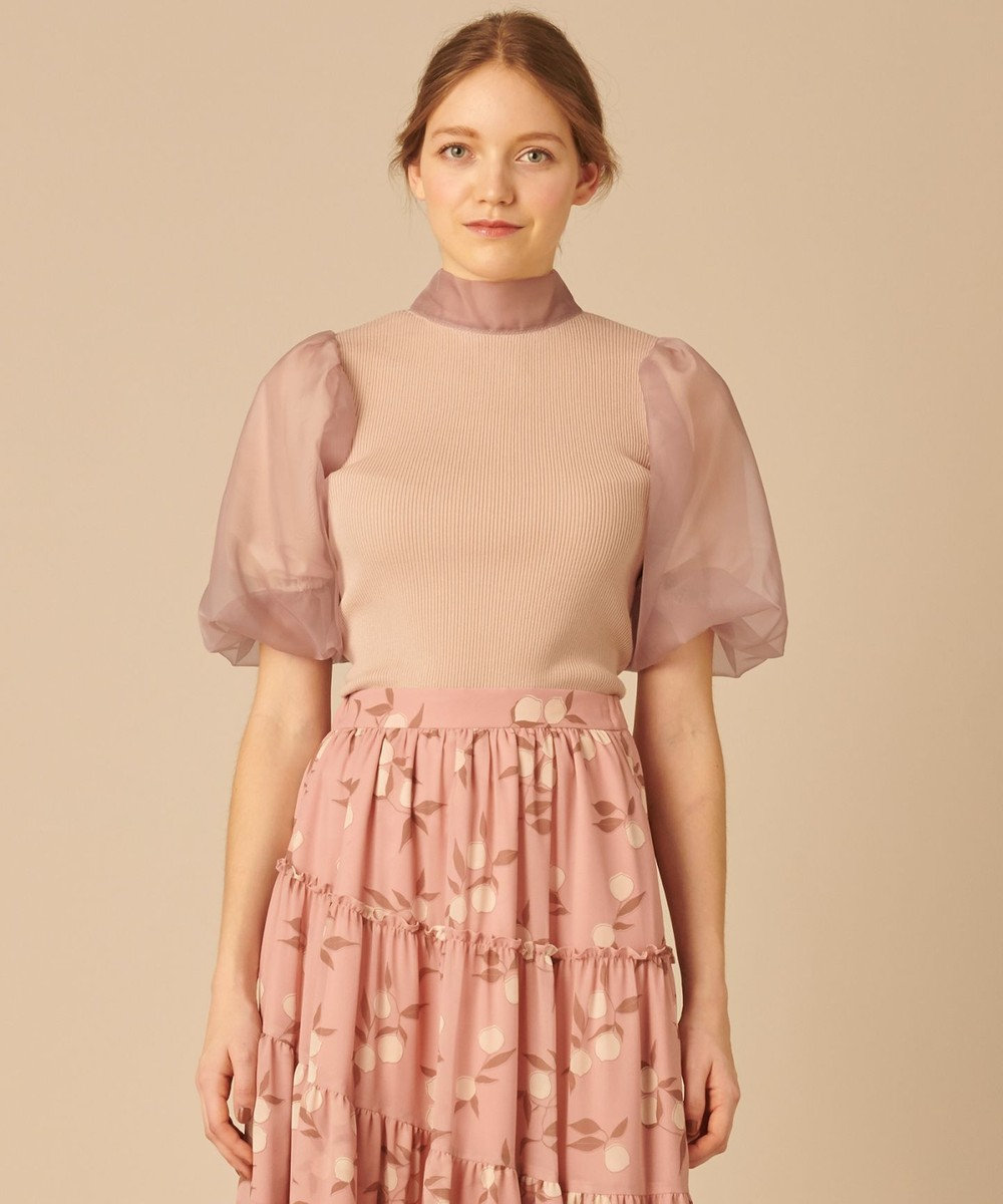 【WEB限定】【TOCCA LAVENDER】2way Sheer Sleeve Knit シアートップス, アイボリー系, S