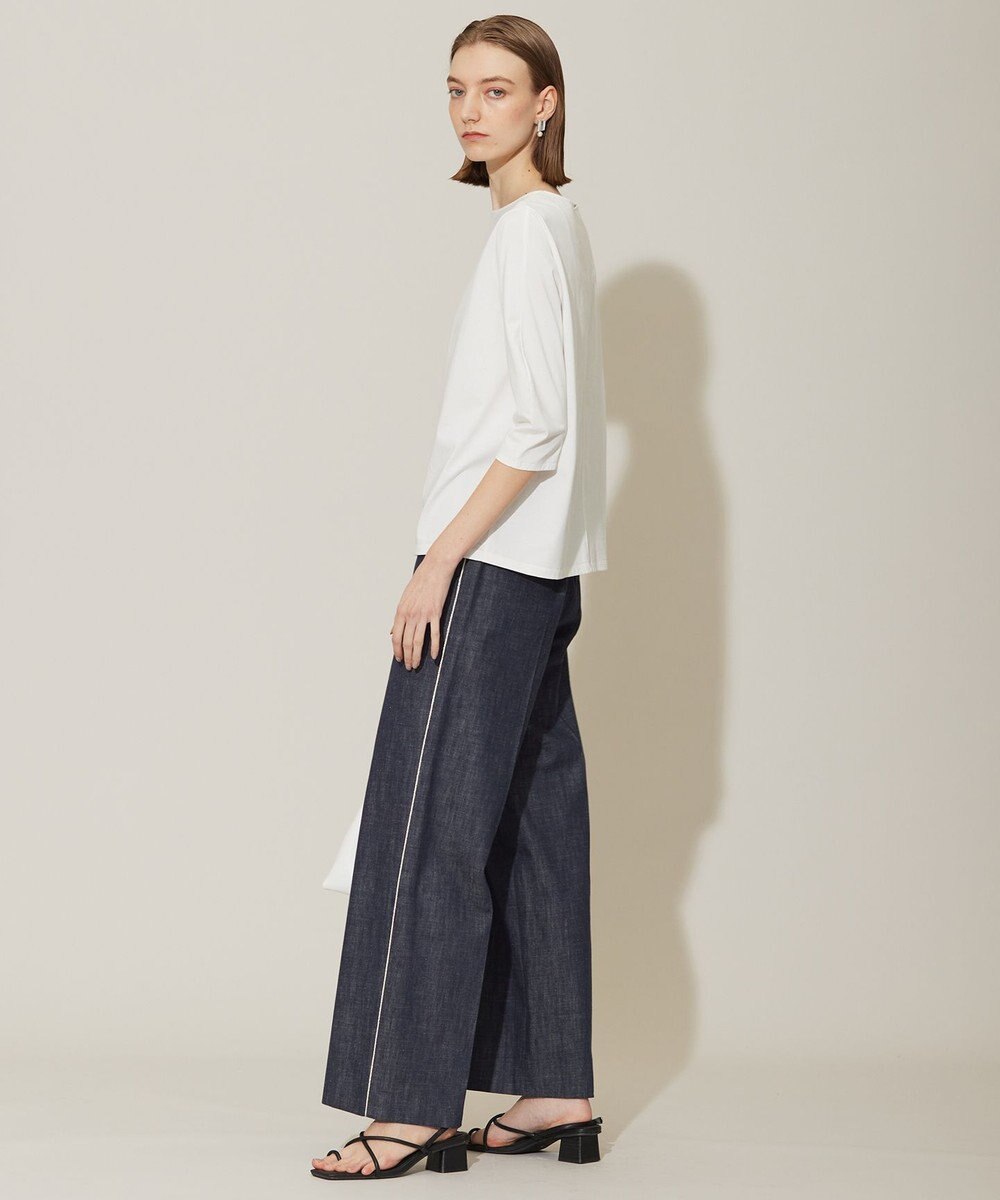 ICB L 【洗える】 コットンリアクティブデニム ワイドストレートパンツ 