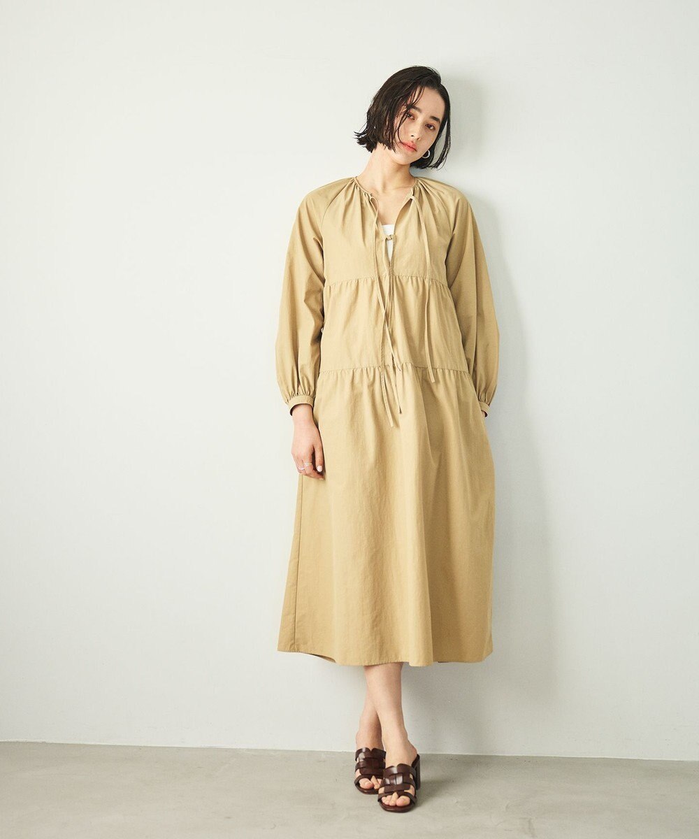 #Newans 【撥水加工/洗濯機可能】〈全身をさりげなくカバー〉リラクシーティアードワンピース 