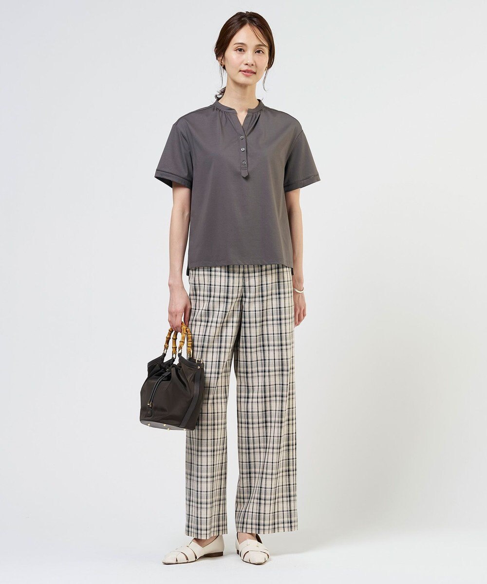 J.PRESS LADIES リネンレーヨン 柄 ワイドパンツ 