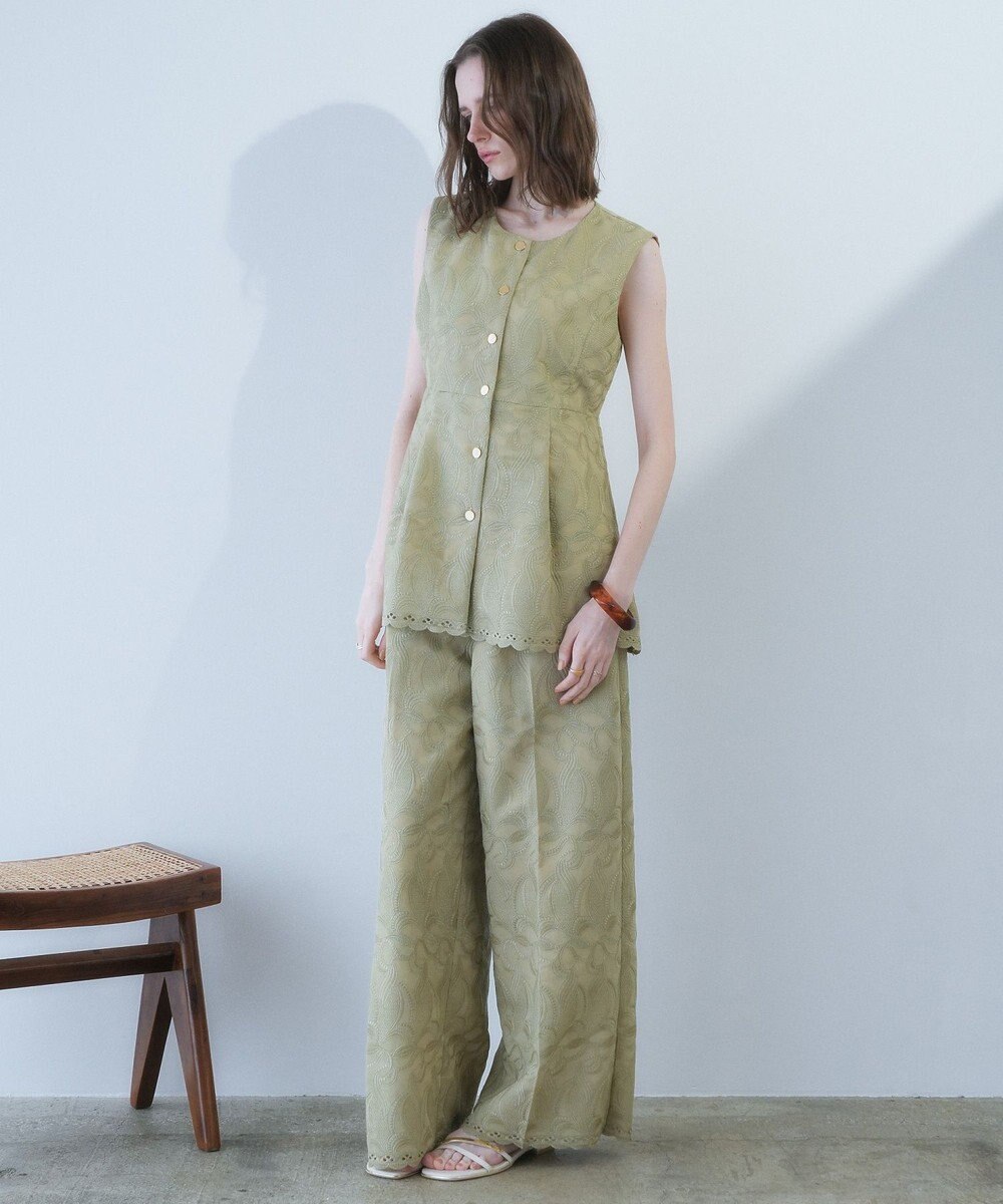 YECCA VECCA 刺繍ペプラムジレ 