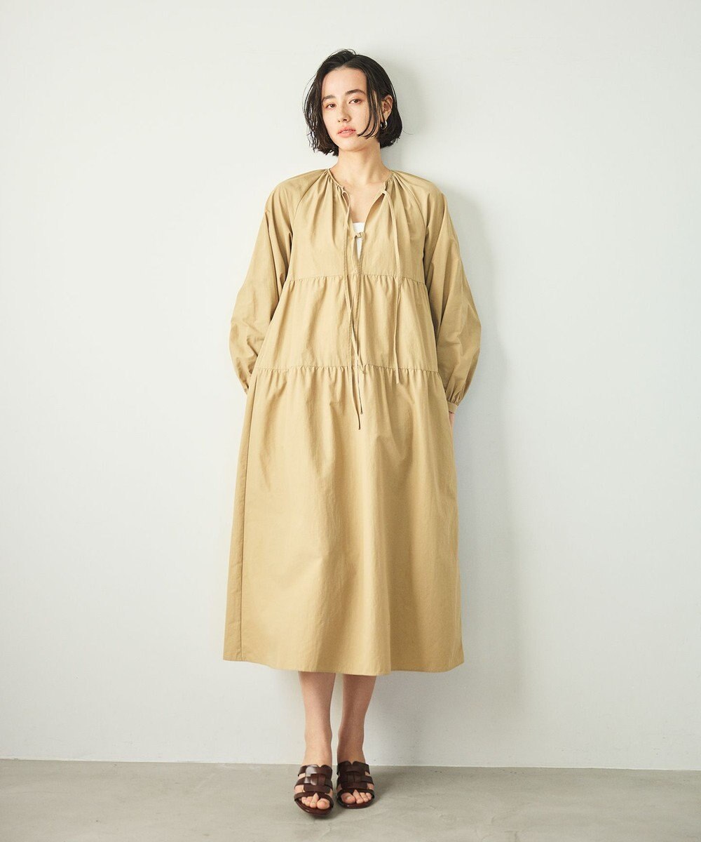 #Newans 【撥水加工/洗濯機可能】〈全身をさりげなくカバー〉リラクシーティアードワンピース 