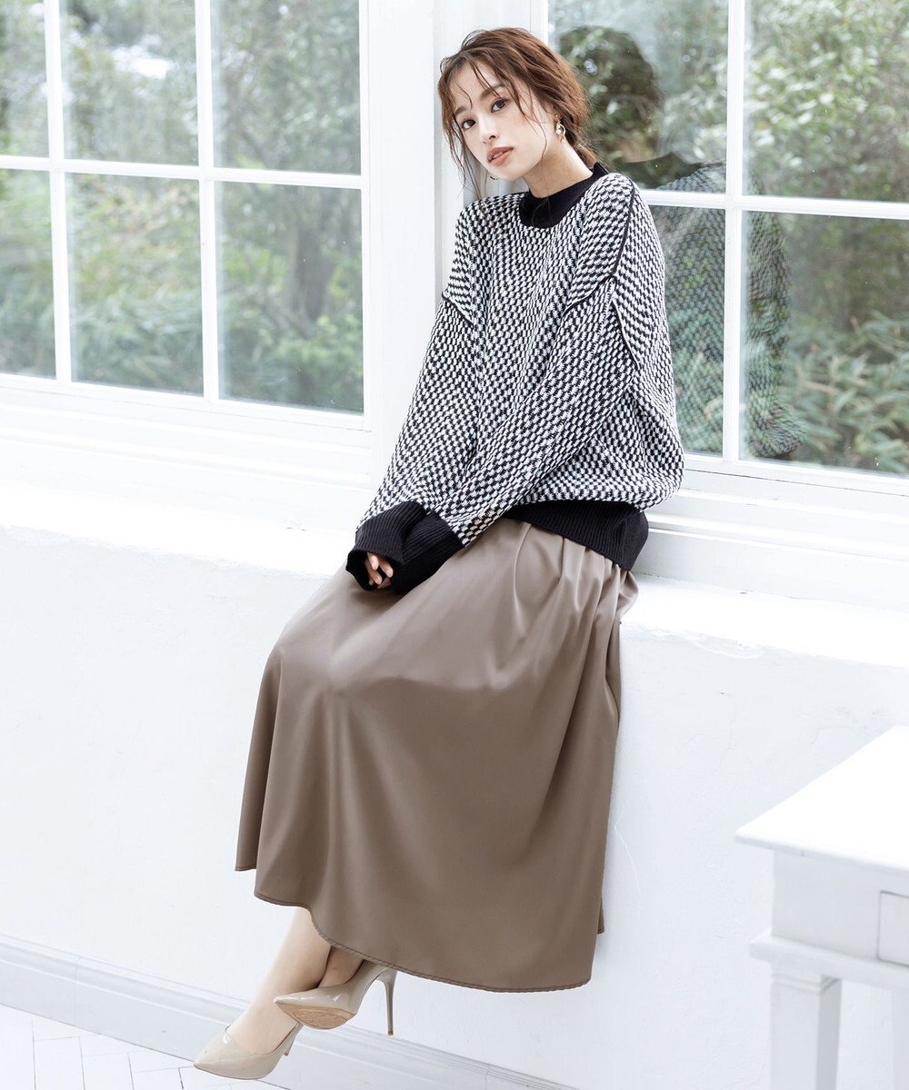 Tiaclasse 【洗える】ジャガード柄プルオーバーニットトップス 