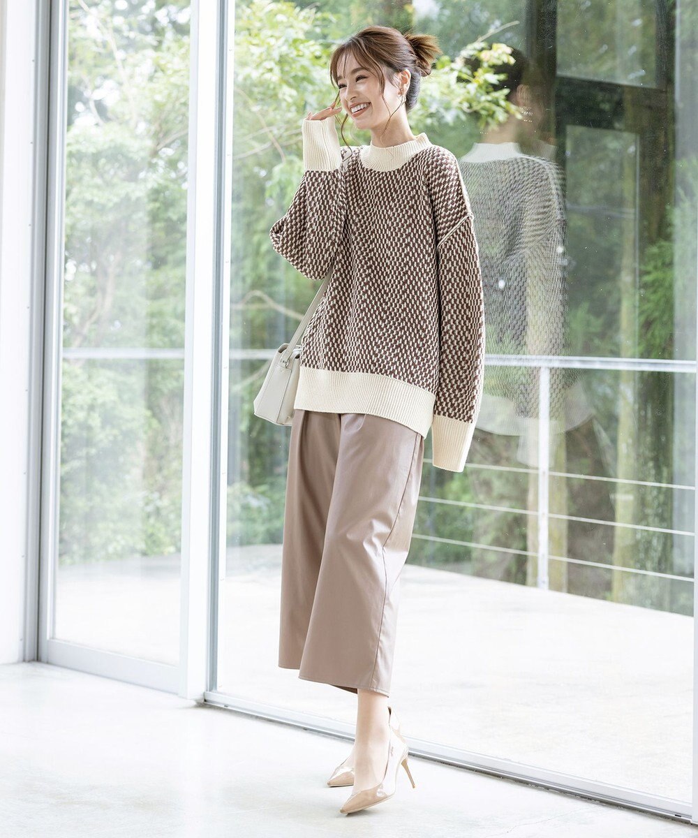 Tiaclasse 【洗える】ジャガード柄プルオーバーニットトップス 