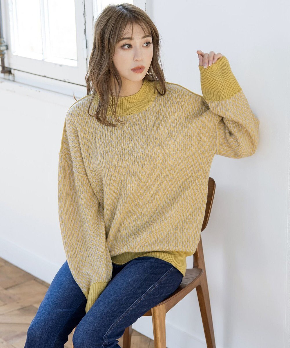 Tiaclasse 【洗える】ジャガード柄プルオーバーニットトップス 