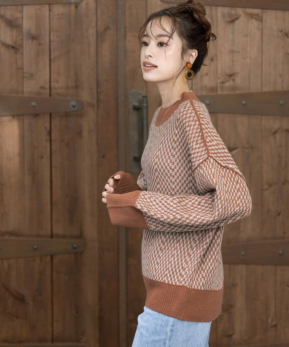 Tiaclasse 【洗える】ジャガード柄プルオーバーニットトップス 