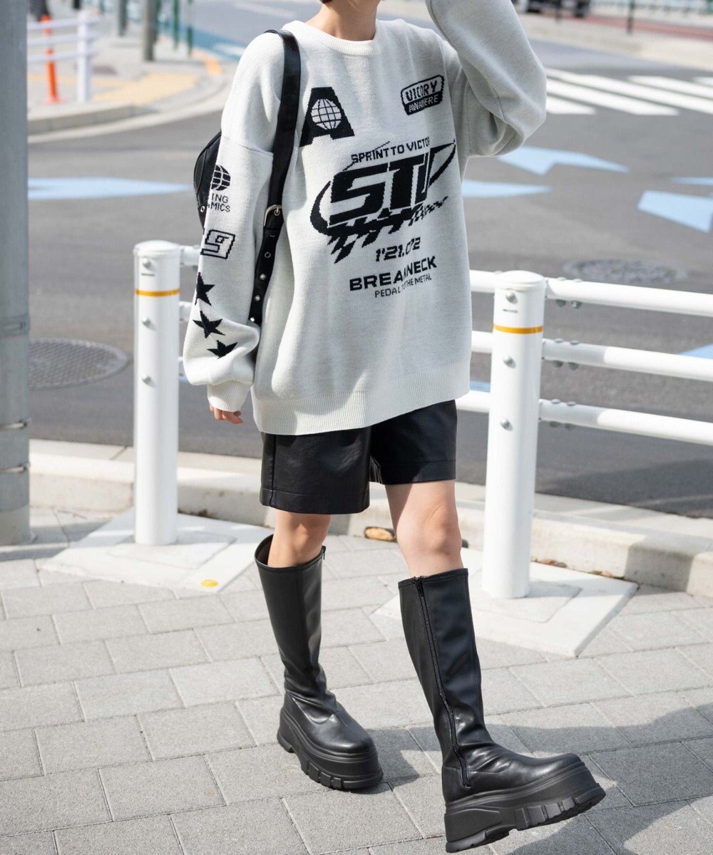 WEGO スポーツグラフィックジャガードニット 