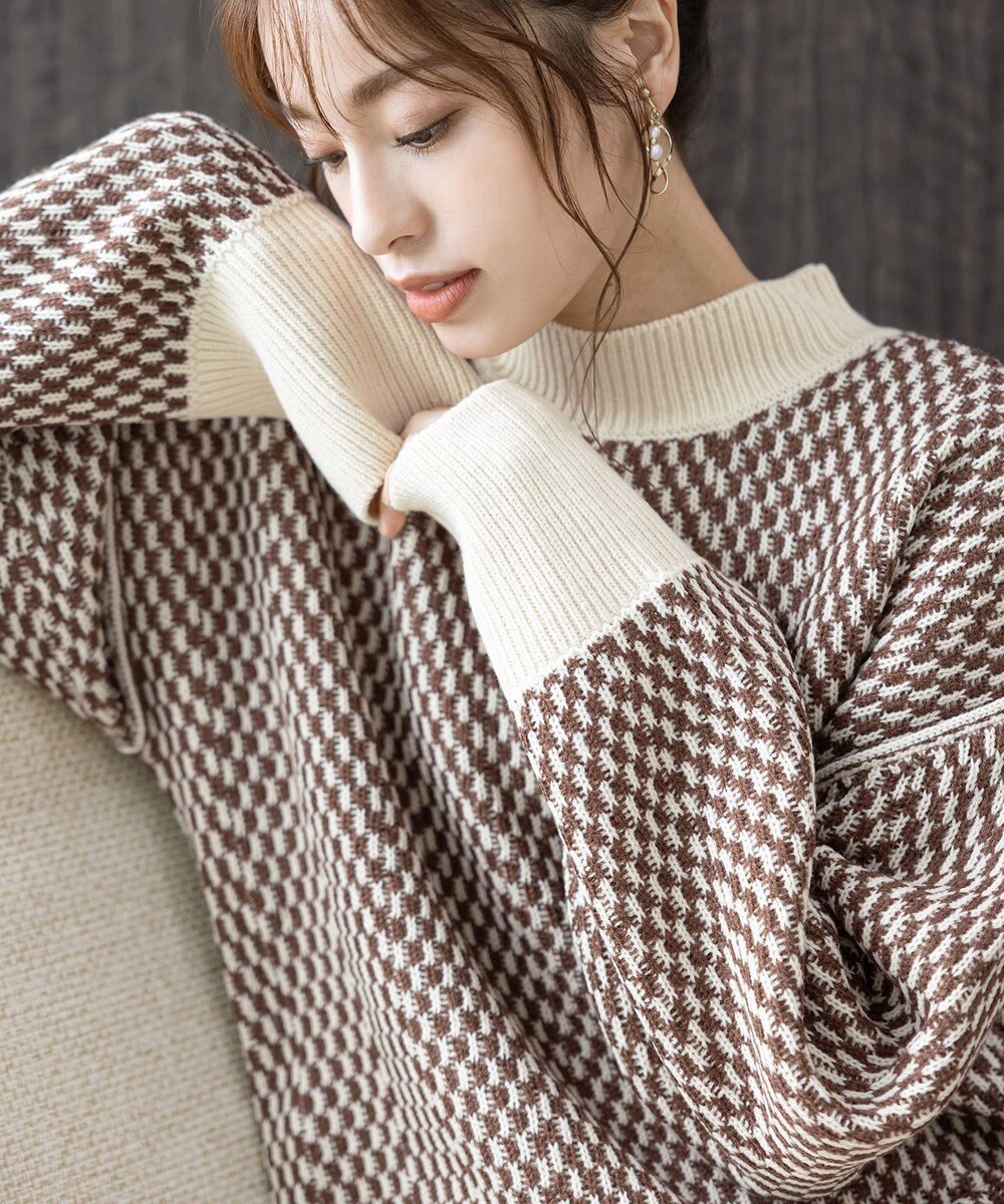 Tiaclasse 【洗える】ジャガード柄プルオーバーニットトップス 