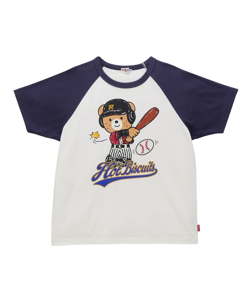 MIKI HOUSE HOT BISCUITS 【家族でおそろい】【155-185cm】ベースボールデザイン(大人用) ラグラン半袖Tシャツ 