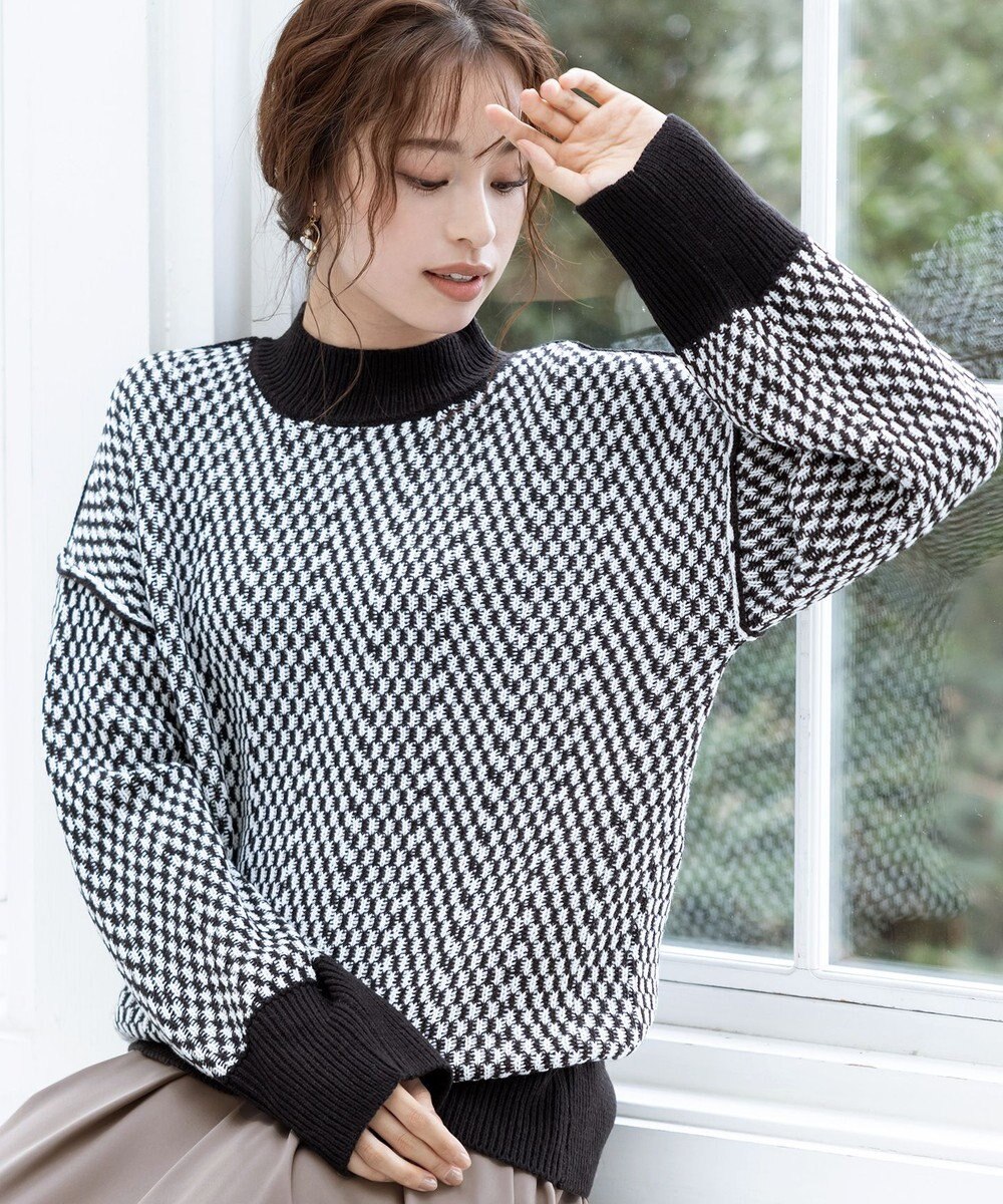 Tiaclasse 【洗える】ジャガード柄プルオーバーニットトップス 