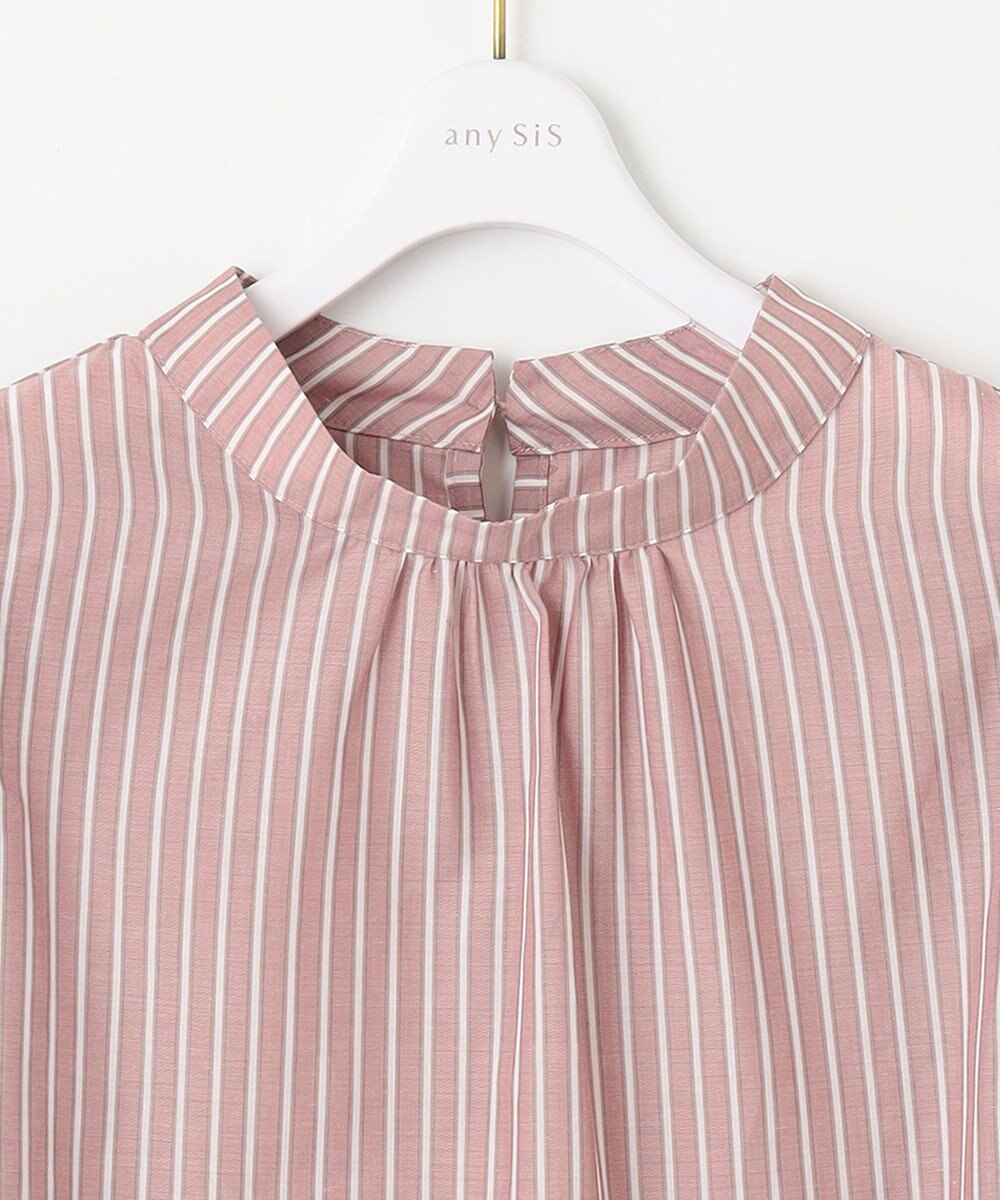 ANY SIS 【洗える】フェイクパールストライプ ブラウス 