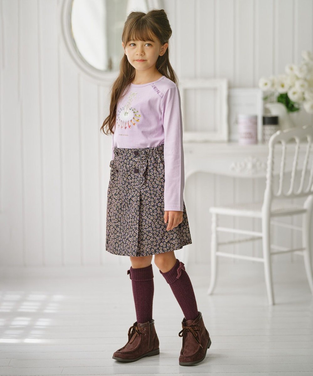 組曲 KIDS 【110-140㎝】モノトーンフラワーコーデュロイ キュロット 