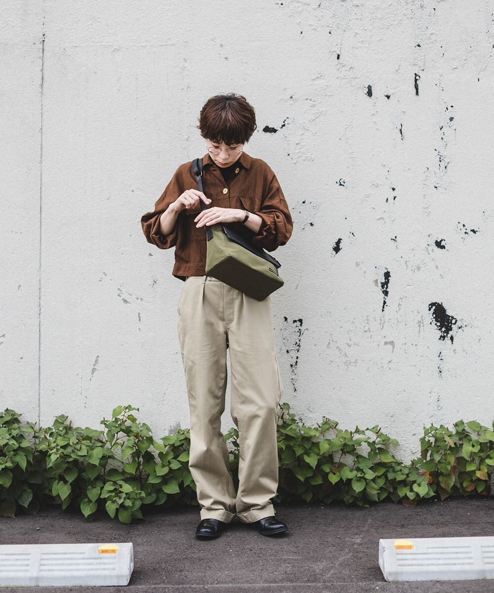 YUSHI EVER - FLAP SHOULDER ナイロン 本革 かぶせショルダーバッグ 