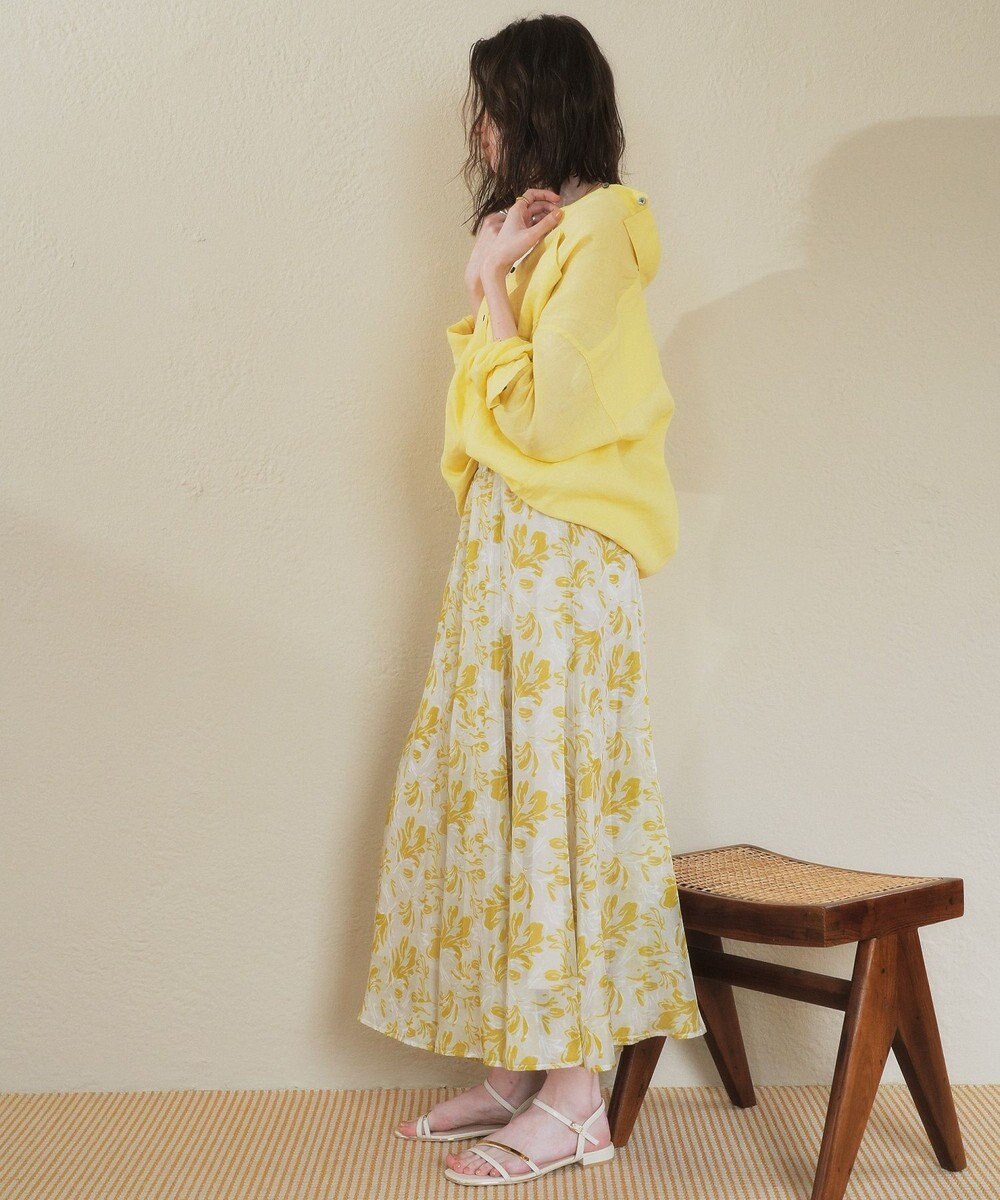 YECCA VECCA ボタニカル柄シアーロングスカート 