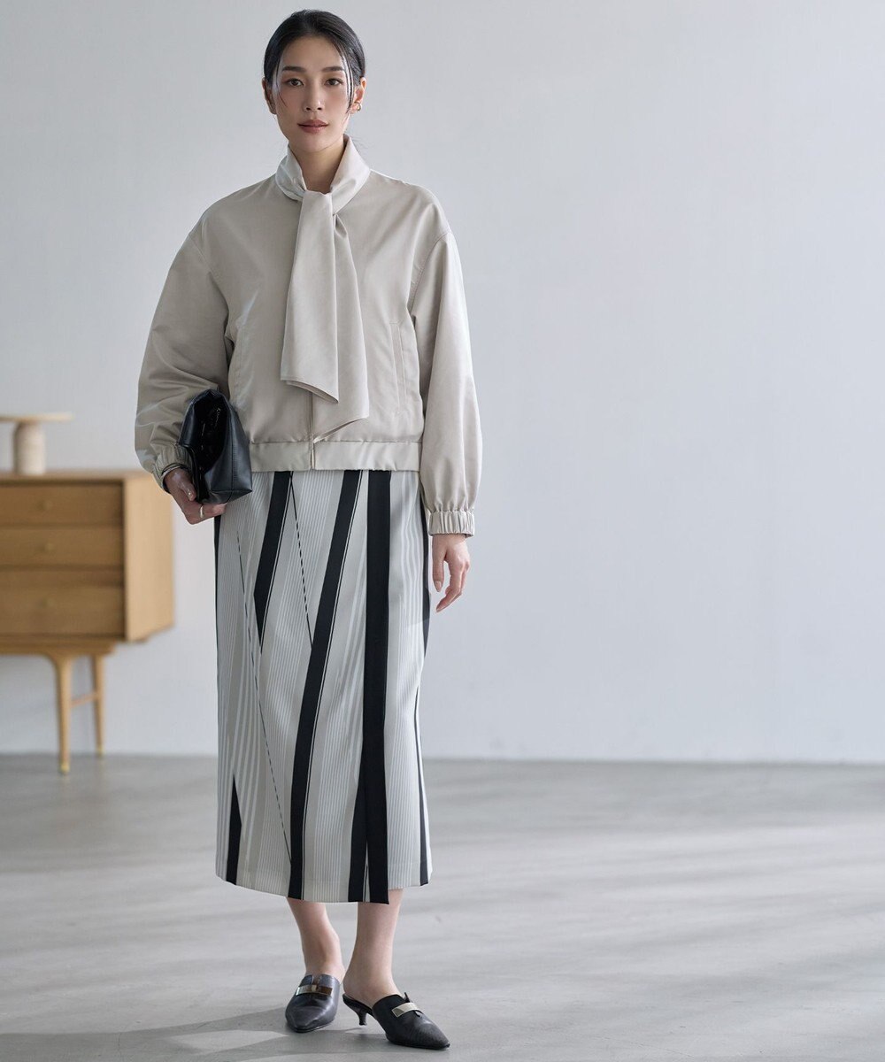 ICB 【2WAY】 ダルグロッシーサテン ボウタイ付きブルゾン 