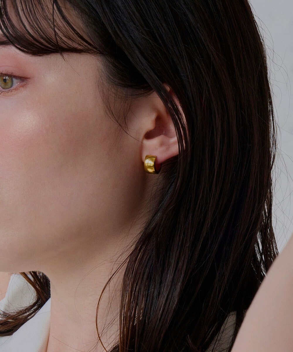 Phoebe 【金属アレルギー対応】ワンタッチワイドフープミニピアス(片耳)/サージカルステンレス ゴールド 