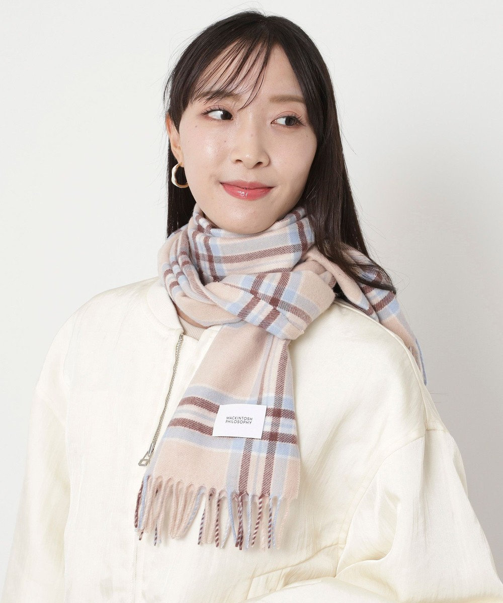 MOONBAT MACKINTOSH PHILOSOPHY(マッキントッシュ フィロソフィー）カシミヤ100％ クラシカルチェックマフラー 