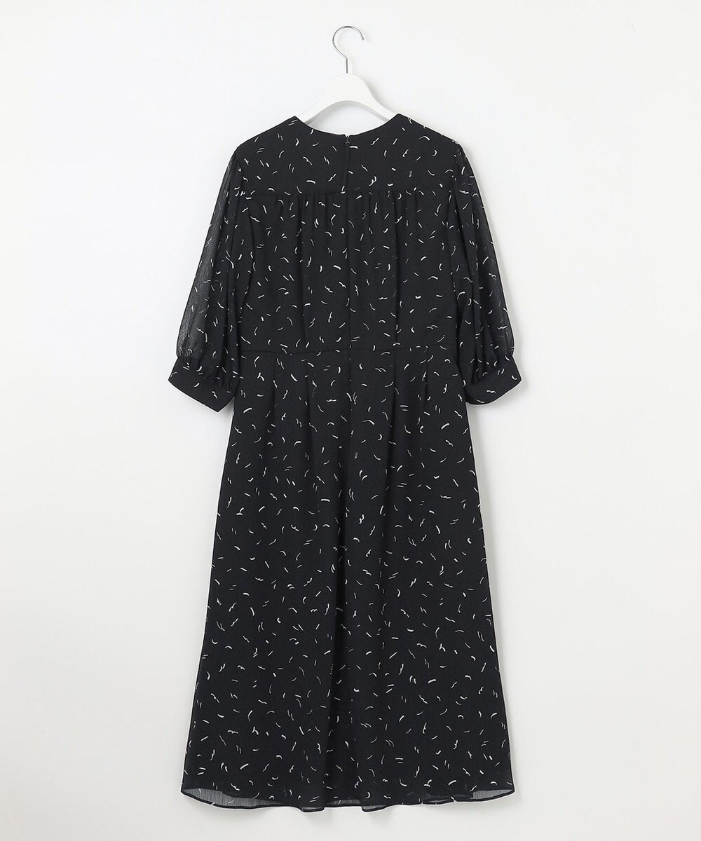 自由区 L 【洗える】ドローイングタッチプリント ワンピース 