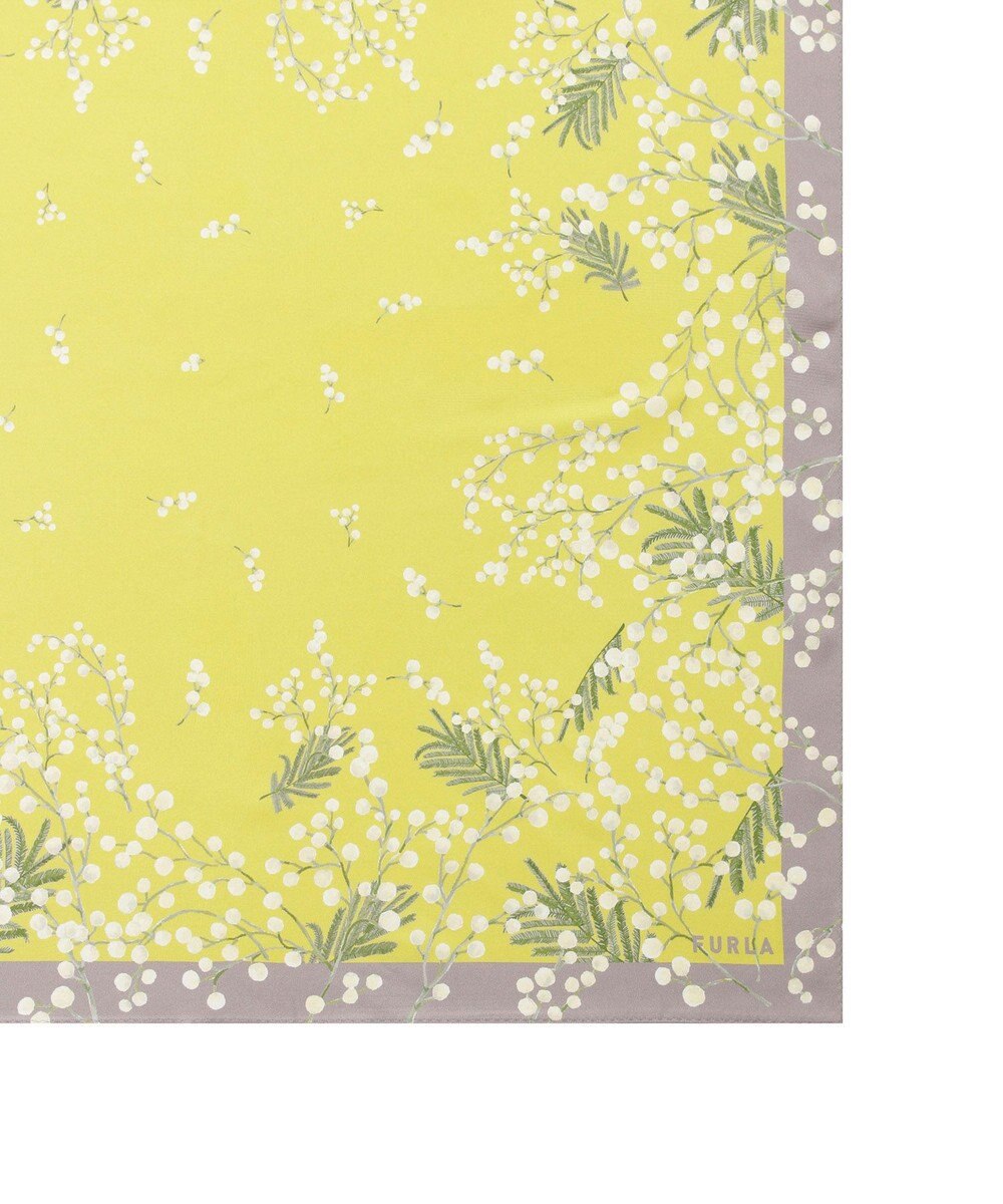 MOONBAT 【シルク100%】FURLA (フルラ) ミモザ シルクプリントスカーフ 65cm×65cm UV対策 手洗い可能 