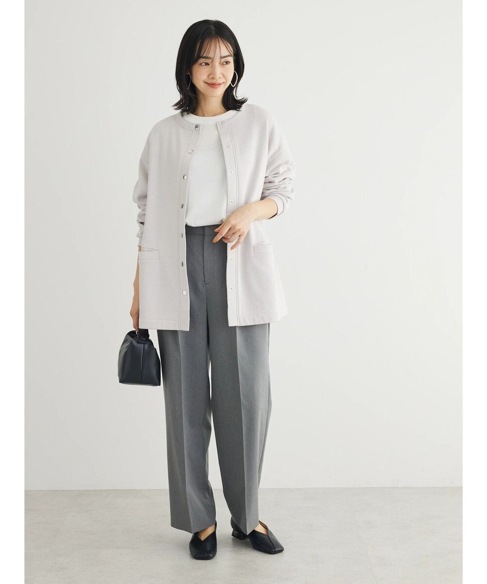 Green Parks 裏起毛ミディ丈ドットボタンカーディガン 