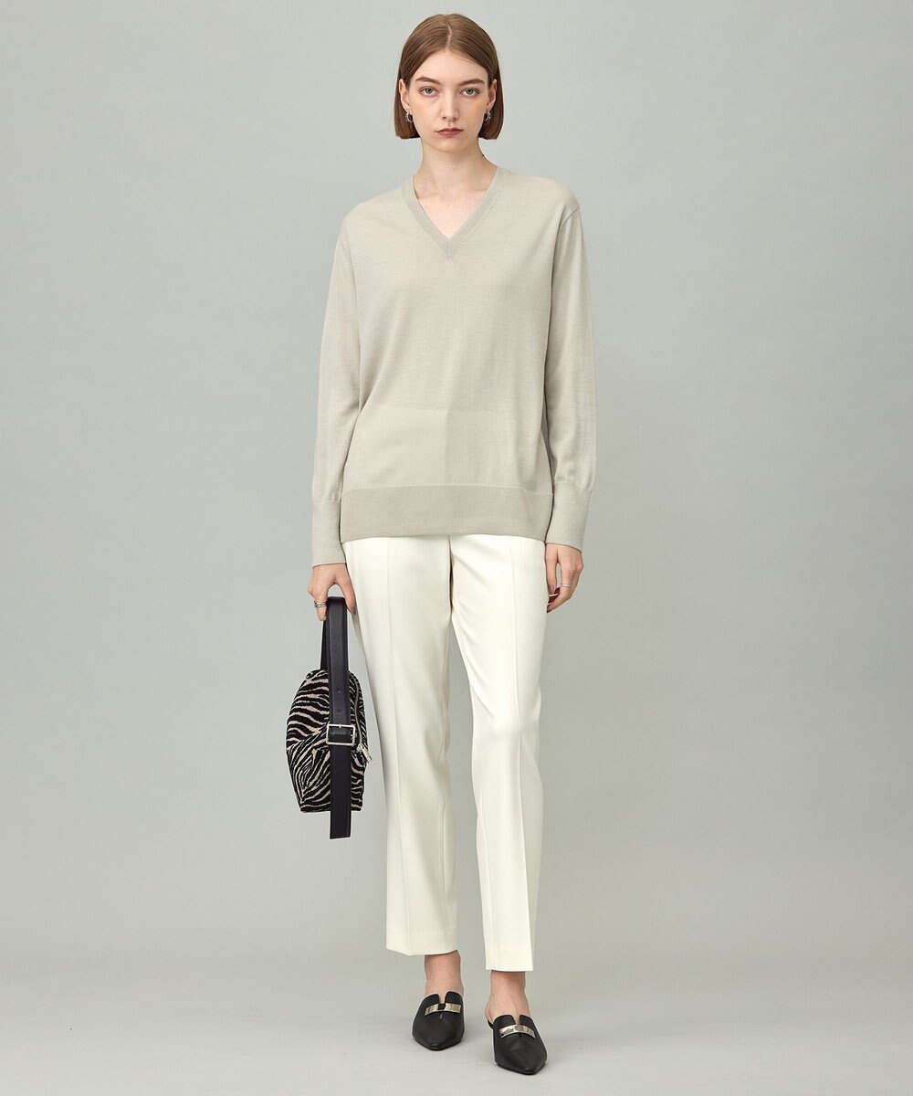 ICB L 【洗える】コンパクトファインウール Vネックニット 