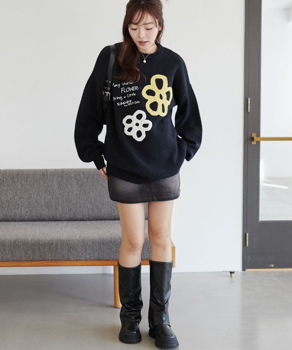 WEGO フラッフィーグラフィックBIGニットプルオーバー 