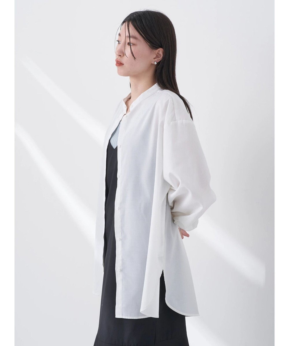 earth music&ecology バンドカラーストライプシャツ 