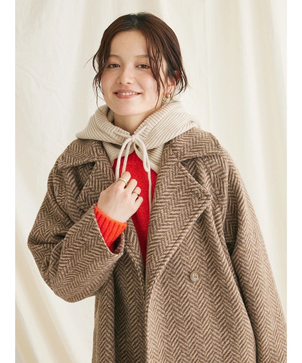 CRAFT STANDARD BOUTIQUE ウール混ガンパッチロングコート 