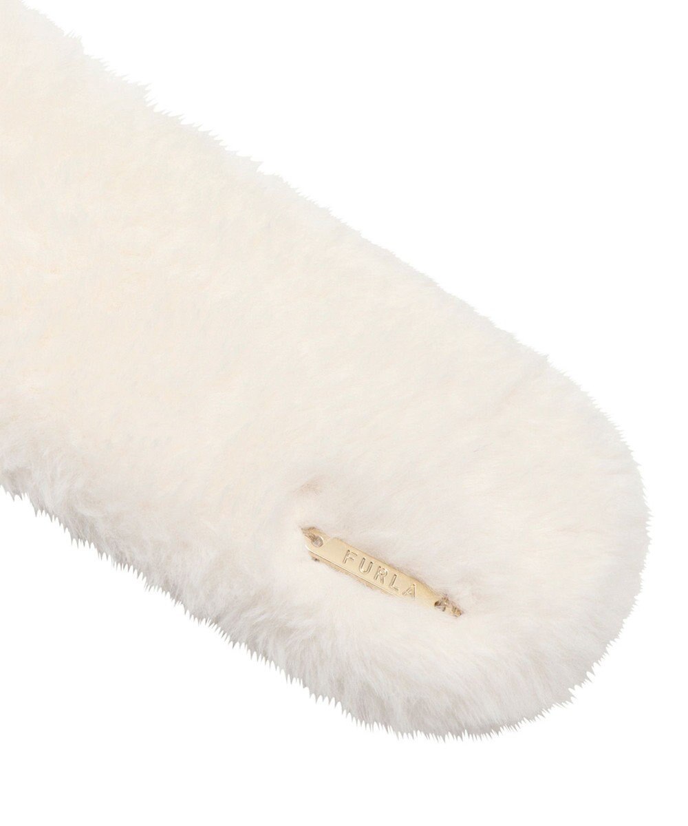 MOONBAT FURLA ファーティペット 差し込み ロゴプレート付 フェイクファーマフラー 
