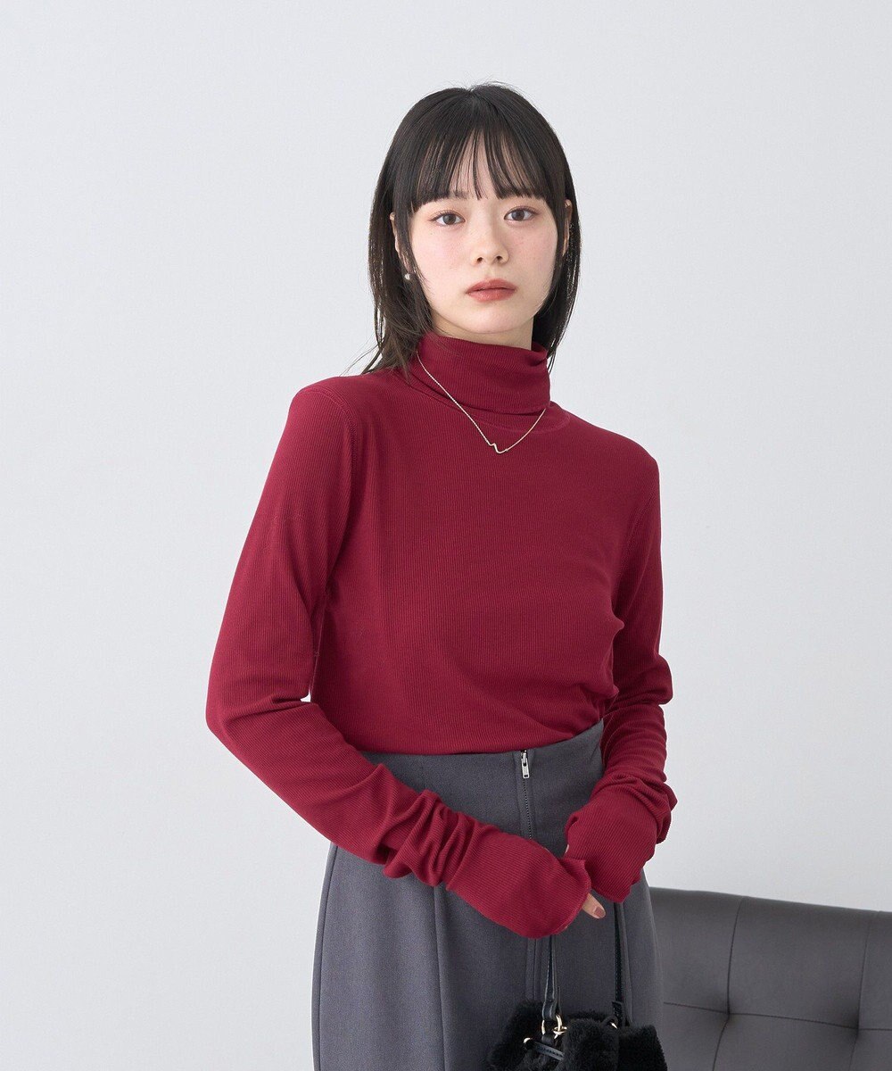 earth music&ecology リブタートルネックプルオーバー 