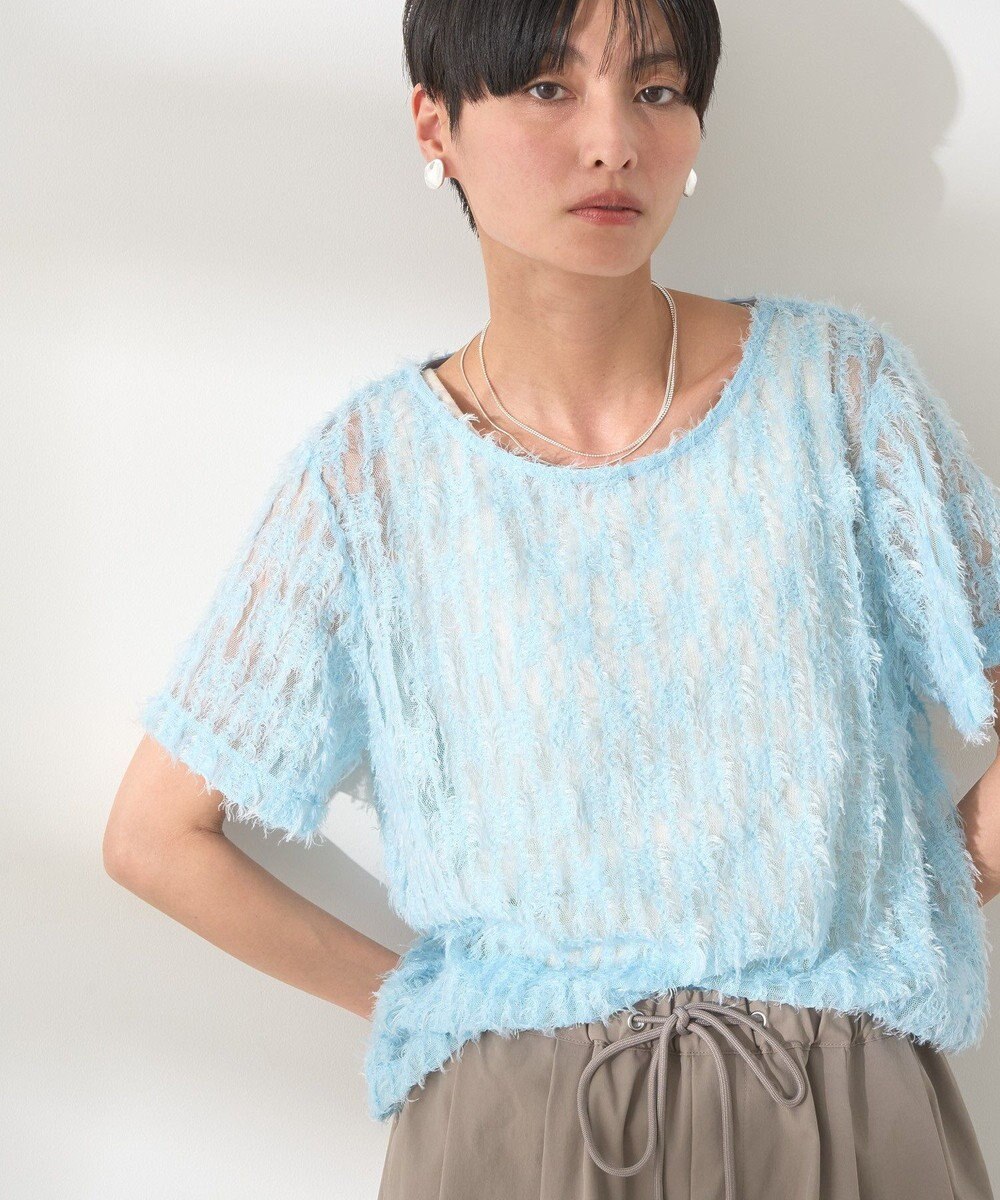 AMERICAN HOLIC チュールフリンジシアーＴシャツ 